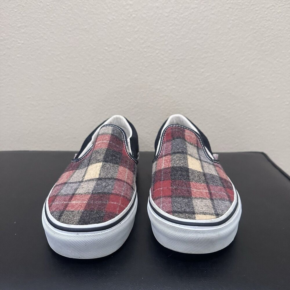 Vintage Pendleton Vans Wool Slip on Shoes Men’s 9.5 Baked Apple Navy Sneakers - Picture 5 of 16